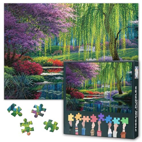 Forest 1000 Piece Puzzles for Adults, Tree Jigsaw Puzzle, Stream Jigsaw Puzzles 1000 Pieces, Birthday Party for Family Kids and Adults Funny Puzzle for Adult 20X27 INCH