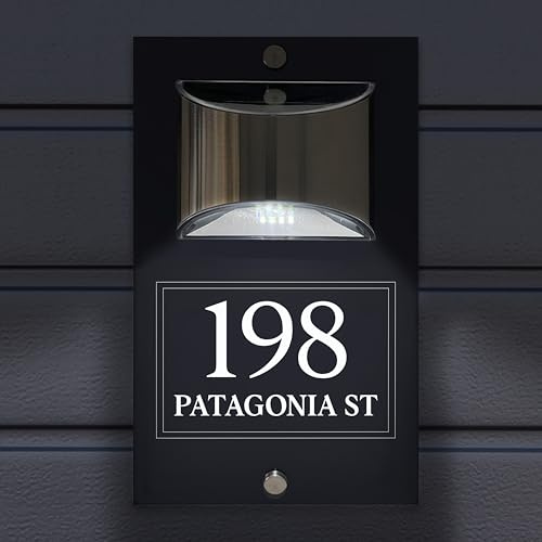 Custom Signs Solar Illuminated Modern Anthracite Grey House Number Sign 24cm x 14.5cm Decorative Line Rectangle
