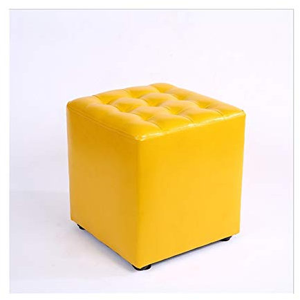 IUBGFTO Ottomanischer Hocker, quadratisch, Leder, Ottomane, Fußstütze, Hocker, kleine Sofabank, gepolsterter Sitz, Fußhocker für Stuhl, Wohnzimmer, Schlafzimmer, Dekor, Schuhhocker (gelb, klein)