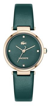 Lacoste Uhr mit DREI-Zeiger-Quarzwerk für Damen Kollektion ORBA mit Grünes Lederarmband - 2001424