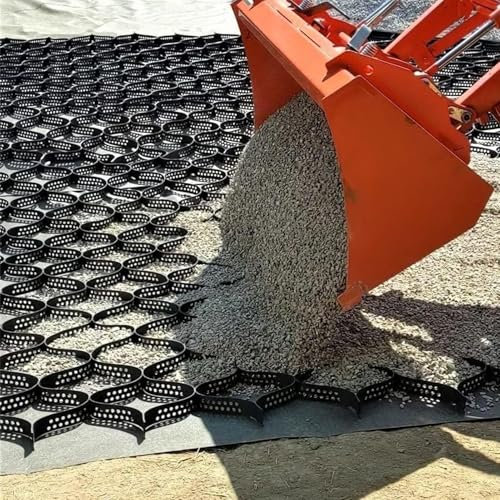 Kiesgitter Einfahrt, Gehweg, Garten Kiesgitter Bodenwabe 10cm, Außenbereich Kies Stabilisator Pflaster, Schwerlastwiderstand Geogitterhalterung, Kieswaben für Garten Hang Fundament für Schuppen(2m x 7