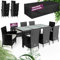 Casaria® Gartenmöbel Set 8 Personen Stühle inkl. 7cm Polster & Abdeckung Tisch 190x90cm 160kg Belastbar Wetterfest Polyrattan Stapelbar Terrasse Möbel Schwarz