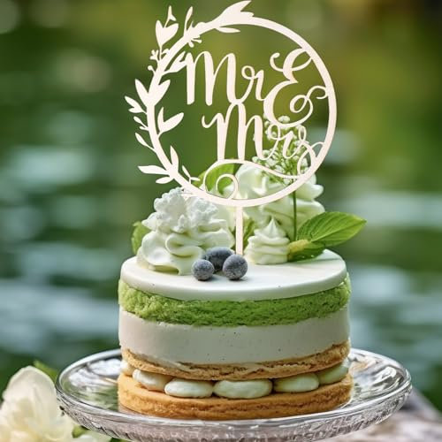 TIESOME Mr Mrs Deko Hochzeit aus Holz, Cake Topper Hochzeit Tortenaufsatz Rustikale Dekoration für Jahrestag Verlobung Brautparty