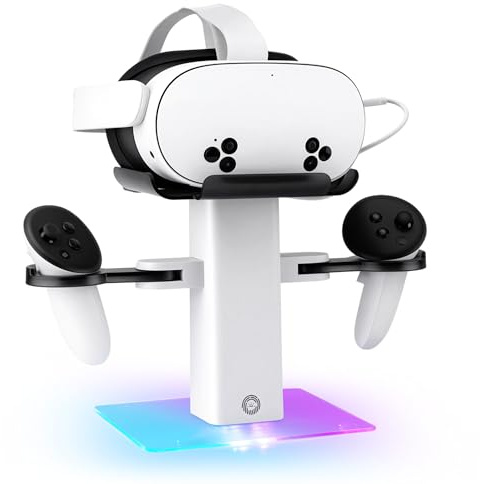 Mcbazel RGB Charging Dock Compatible with Quest 3S/Quest 3/Quest 2, Charging Vertical Stand with LED Light, Non-Slip Base, and Charging for Quest 3/3S (white)
