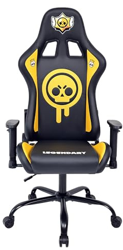 Subsonic - Chaise Gaming Brawl Stars - Fauteuil de Bureau Ergonomique avec Mousse Haute Densité, Dossier Inclinable et Accoudoirs 3D Réglables - Hauteur Ajustable - Noir