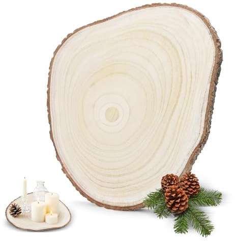 Holzscheiben 30 Cm Durchmesser, Holzscheiben zum Basteln Unregelmäßiger Kreis Holzscheibe Baumscheiben 30~35cm Deko für DIY Basteln Hochzeit und Weihnachten Deko