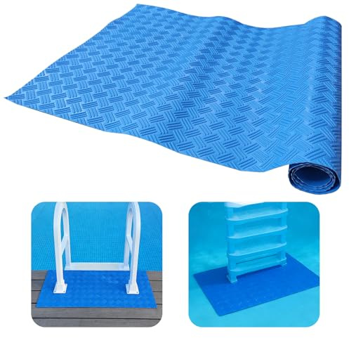 Grtoeud Swimming Pool Ladder Mat - 36 x 17 Inch PVC Non-Slip Ladder Pad, Blue Protects Swimming Pool Liner from Damage, Above Ground and Inground Pools