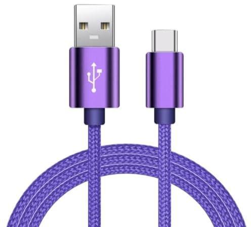 BITS AND BOBS 2-Pack USB-A to USB-C Fast Charging Cable – 1m Nylon Braided Type-C Leads – Durable Sync & Charge Cords for Android, Tablets & Power Banks (purple)
