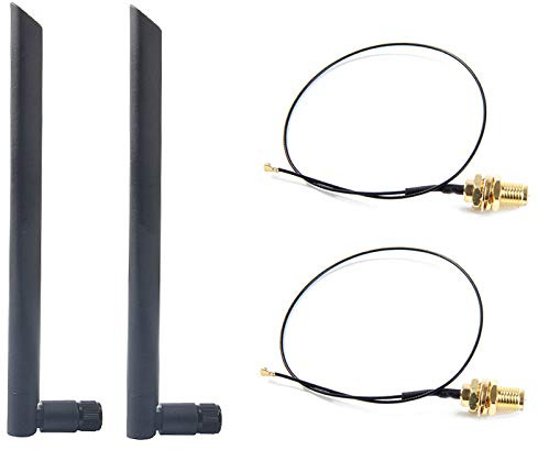 HuddleGlow Dualband 6Dbi Wireless WiFi-Antenne RP-SMA + MHF4-Pigtail-Kabel für AX200 AC9260 NGFF M.2 Wireless-Karte WiFi/WLAN-Module