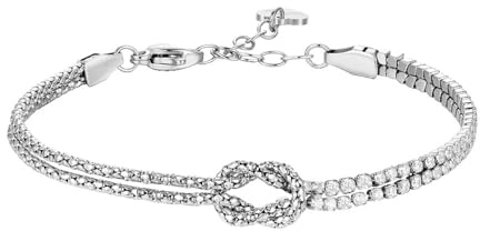 Luca Barra Bracciale Donna in Acciaio, Doppio Filo con Nodo Centrale, Stile Elegante, Modello BK2908