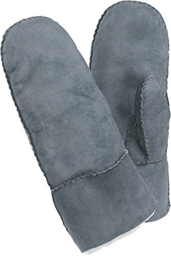 Harrys-Collection Damen Herren dicke Fäustlinge aus Lammfell in 4 Farben, Farben:grau, Handschuhgröße:7
