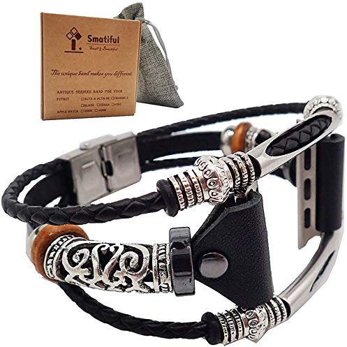 Smatiful Cinturino with Metallo Beads for Donna Un Uomo, Adjustable Replacement Accessori Sport Strap per Apple Watch 42mm & 44mm Orologi,Classic Nero Black