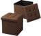 WOLTU 2er Set Sitzhocker mit Stauraum Sitzwürfel Sitzbank Faltbar Truhen Aufbewahrungsbox, Deckel Abnehmbar, Gepolsterte Sitzfläche aus Leinen, 37,5x37,5x38CM(LxBxH), Braun