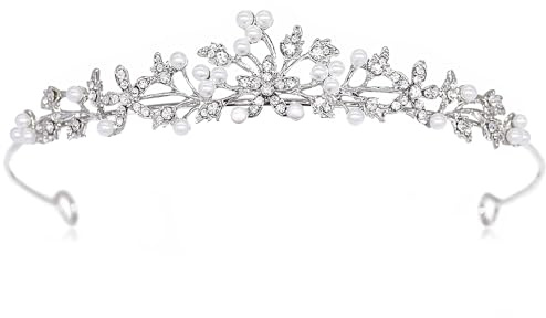 Bridgerton Tiaras und Kronen mit Strass und Perlen, Kopfschmuck für Damen und Blumenmädchen, Haarschmuck für Geburtstag, Abschlussball, Hochzeit, Prinzessinnenkrone