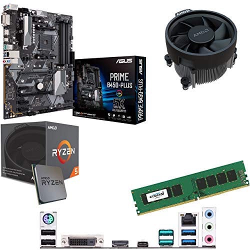Components4All AMD Ryzen 5 2600X 3.6GHz (Turbo 4.2GHz) Six Core Twelve Thread CPU, ASUS PRIME B450-Plus Motherboard & 4GB 2133MHz Crucial DDR4 RAM Pre-Built Bundle