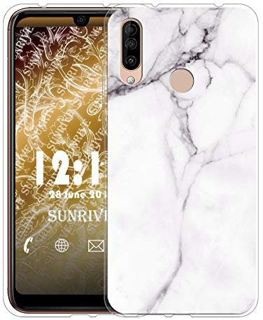 Sunrive Für WIKO View 3 PRO Hülle Silikon, Transparent Handyhülle Schutzhülle Etui Case für WIKO View 3 PRO(TPU Marmor Weißer)+Gratis Universal Eingabestift MEHRWEG