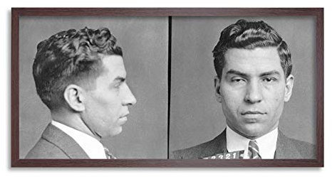 Artery8 NYPD Fahndungsfoto des Gangsters Charles Lucky Luciano 1931 Gerahmter Druck 31x64 cm