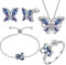 Aurora Tears 925 Sterling Silber Schmetterling Halskette Ohrringe Ringe Armband Mystic Rainbow Topaz Anhänger Ohrstecker Schmuck Set für Frauen DS0070T