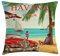 ABAKUHAUS Reise Kissenbezug, Retro Havana Kuba Auto Strand, aus Farbfesten Waschbaren Stoff Beidseitiger Druck mit robusten Reißverschluß, 45 x 45 cm, Türkis Aqua