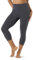 LAPASA Damen Capri 3/4 Sport Leggings hoher Bund Push Up High Waist Taschen L02A1 (Graumeliert, L)
