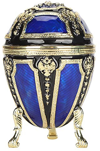 Hztyyier 4.1inch Egg Trinket Box, Egg Shaped Schmuckschatulle Scharnier Emaille Schmuckschatulle Sammlerfigurenschachteln