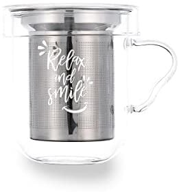 Quid Serenia Taza Vidrio Filtro Inox 35cl Boro Apto Congelador No Apto Microondas Reciclable