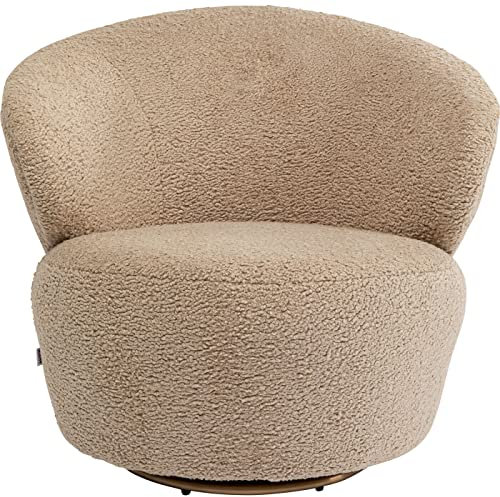 Kare Design Drehsessel Carella, Beige, Polstersessel, Sessel, 360 Grad drehbar, 42cm Sitzhöhe, Teddy-Optik, 75x82x81 cm (H/B/T)