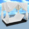 Festnjght Himmelbett Vorhänge Outdoor-Loungebett mit Vorhang Rattan-Sonnenliege Sonnenliege 2 Personen Doppelliege Gartenliege Sonnenliege Gartenmuschel Sonneninsel Outdoor Poly Rattan Schwarz