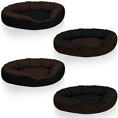 BedDog® Hundebett Sunny, großes Hundekörbchen aus Cordura, waschbares Hundebett mit Rand, Hundekissen oval, Größe L, Mocca, schwarz/braun