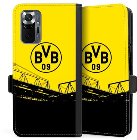 DeinDesign Klapphülle kompatibel mit Xiaomi Redmi Note 10 Pro Handyhülle aus Kunst Leder schwarz Flip Case Borussia Dortmund BVB Fanartikel