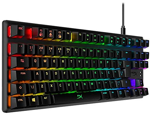 HyperX Alloy Origins Core Clavier de Jeu mécanique Tenkeyless Compact, TKL, rétroéclairage LED RVB, Interrupteur Rouge (linéaire), Portugais (BR)