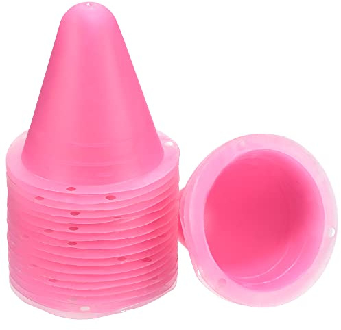 PATIKIL 20 Stück Sport Hütchen Trainingskegel Markierungsteller rosa | Rundkopf Fussball