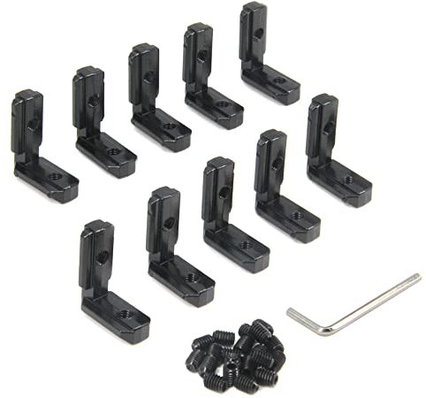 Befenybay 10PCS Schwarzer T-Schlitz L-Form 90 Grad Innen-Innen-Eckverbinder-Verbindungshalterung mit Schrauben für 8-mm-T-Schlitz-Aluminium-Strangpressprofil-Schlitz der Serie 3030
