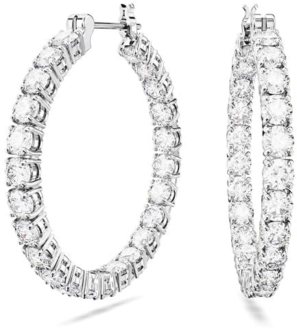 Swarovski Matrix Kreolen, Rhodinierte Ohrringe mit Strahlenden Swarovski Kristallen