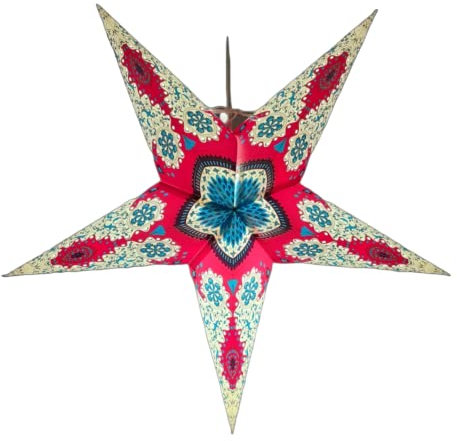 YEPSIO® Großer Papierstern 60 cm hängende Laterne Lampenschirm Lampenschirm für Geburtstag Weihnachten Kinder Heimdekoration Hochzeit Party rot 002