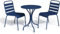 Vente-unique-Garten-Essgruppe: Tisch D. 60 cm + 2 Stühle - Metall - Dunkelblau - MIRMANDE von MYLIA