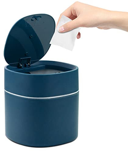 MAJOYLIFE Tischmülleimer mit Deckel,2 Liter,Mini Mülleimer für Schreibtisch,Frisiertisch,Nachttisch Usw ABS+Polypropylen(13x13x14cm,Grün)