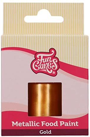 FunCakes Peinture Alimentaire Métallique Gold: Créez des effets métalliques sur la pâte à sucre. Peinture alimentaire 100% comestible, Halal, convient aux végétariens et aux végétaliens. 30 ml.