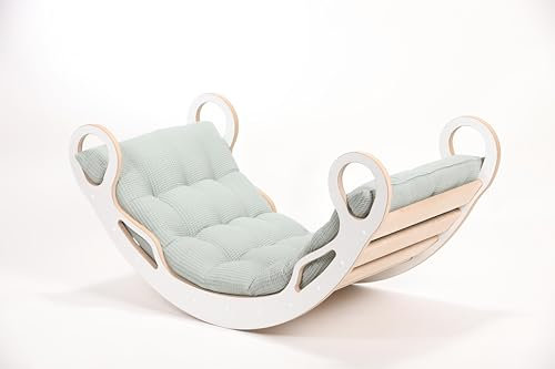 Need Sleep Arco da Arrampicata Montessori con Cuscino Sofia 50x103x50cm | Arco montessoriano per Bambini | Barca a Dondolo | Parco Giochi in Legno | Triangolo rampicante | Bianco (L)