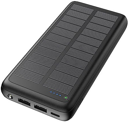 Batterie Externe Solaire 27000mAh, Hiluckey 15W Batterie Solaire Portable USB C Chargeur avec 3 Sorties, Charge Rapide Power Bank Solaire pour Smartphones, Tablette, Outdoor Camping