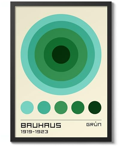 Bauhaus Grüne Kreise Poster, Bauhaus-Druck, abstrakte Kunstausstellung, minimalistische Ausstellung, Heimwandkunst-Dekor, Archiv, matt, A2 (nur Druck) – 59,4 x 42 cm