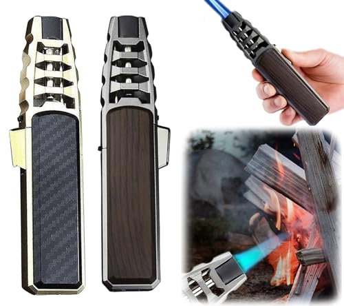 2024 Metall-Feuerzeug, winddicht, gerade Fackel, blaue Flamme, robuste Turbo-Fackel, nachfüllbar, Butangas-Feuerzeug, verstellbare Flamme, Jet-Fackel, Feuerzeug for Grill, Camping, Küche ( Color : C )