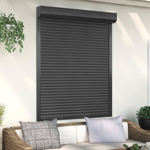 Rollladen Aluminium, LAPOOH Aussenrolladen, Schrank Rollo, Außenrollo, Sonnenschutzrollo Außen, 120 x 150 cm Anthrazit