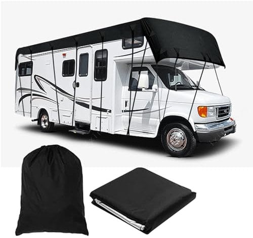 Bâche de protection de toit pour caravane - Tissu Oxford 210D - Noir - 6,5 x 3 m