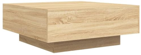 vidaXL Mesa de Centro con Luces LED Roble Sonoma 80x80x31 cm