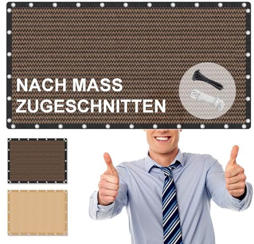 Balkonbespannung UV-Schutz 100x800cm, Balkon Sichtschutz Wetterfest, Sichtschutz Terrasse HDPE, Balcony Privacy Screen,für Garten Balkon Zaun Terrassen, Braun