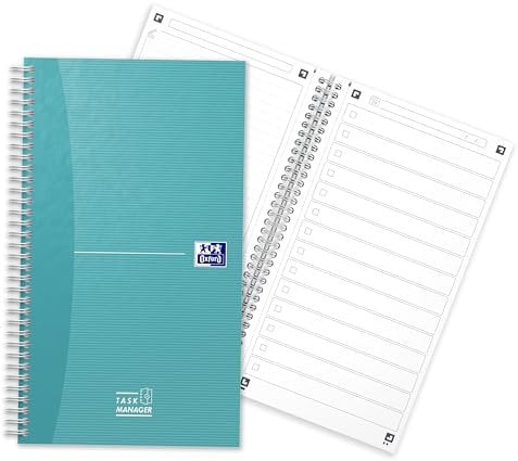 Oxford Task Manager, To-Do-Listen-Notizbuch, Spiralbindung, 460 Seiten, türkis, 1 Stück