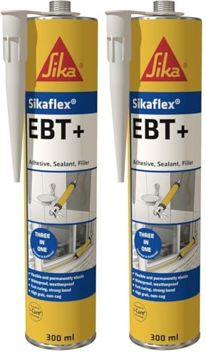 Sika Sikaflex EBT+ – Adhesive, Sealant and Filler – 1-Part Formula – Permanently Flexible and Elastic – Fast Curing – Grey – 300ml (Pack of 2)