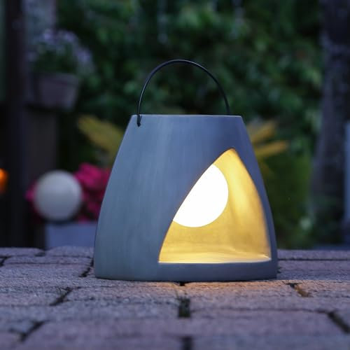MARELIDA LED Solar Laterne - Kugellampe im Stein - Polyresin - 3 warmweiße LED - H: 19,5cm - grau