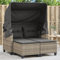 Willood Gartensofa 2-Sitzer mit Dach und Hockern Hellgrau Poly Rattan Outdoor Sofa Gartenmöbel, Garten Lounge Set Terrasse, Terrassenmöbel Zweisitzer,mit Vordach